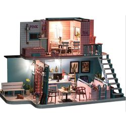 [adico]DIY 미니이처 풀하우스 - 핑크 카페
