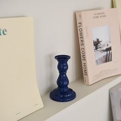 Ceramic candle holder-Cobalt blue