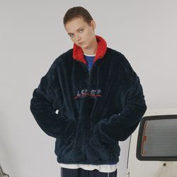 Fur fleece half zipup -blue