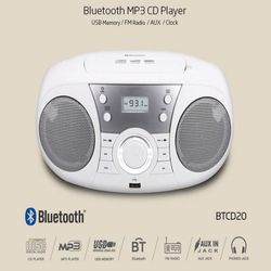 블루투스 MP3 CD USB 라디오 어학용 포터블 CD 플레이어 BT-CD20