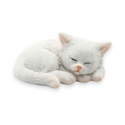 화분피규어 자는 흰고양이