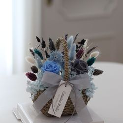 시들지않는 프리저브드 블루장미 꽃바구니 선물