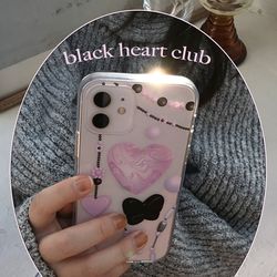 [뮤즈무드] black heart club (clear) 아이폰케이스
