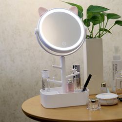 LED 조명거울 화장대거울 탁상거울 고양이