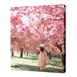 [명화그리기]4050 봄의 벚꽃 소녀 21색 풍경화