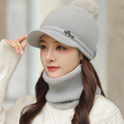 폼폼 니트캡 +넥워머 세트 겨울 방한 모자