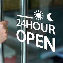 24hour open 24시간 영업 가게 매장 도어 스티커 medium