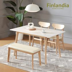 핀란디아 데니스 세라믹 4인식탁세트(의자2벤치1)