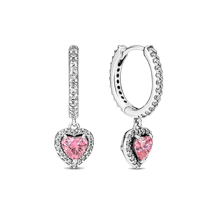 [해외][미국직구] 판도라 스파클링 할로 하트 후프 귀걸이 291445C01